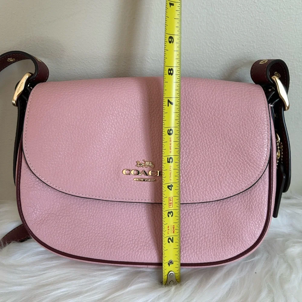Coach Macie Saddle Bag Pink Pebbled Leather‎ Shoulder Bag Excellent